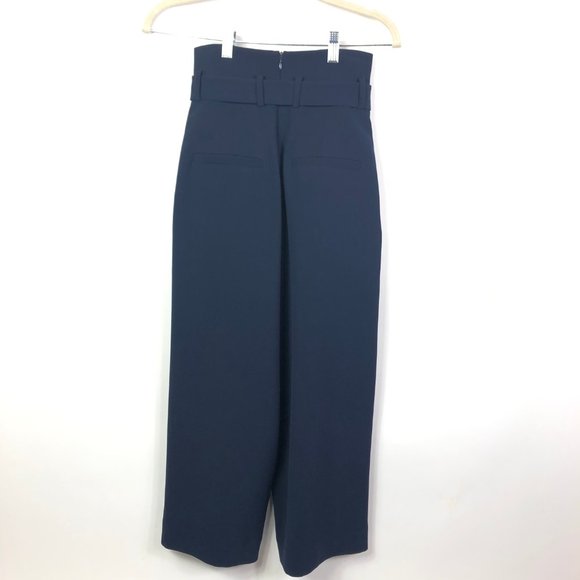 COS High Waist Paperbag Wide Leg Navy Pants Size 2 - Picture 6 of 6